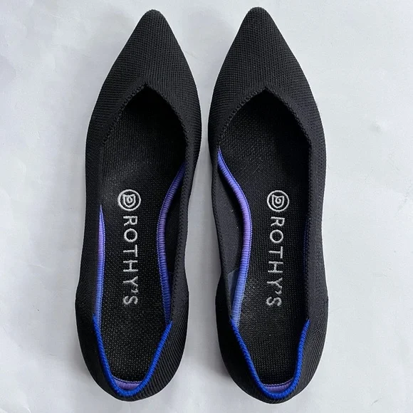 Rothy’s The Point II Black Minimalist Pointy Flats Size 8 - Picture 4 of 14